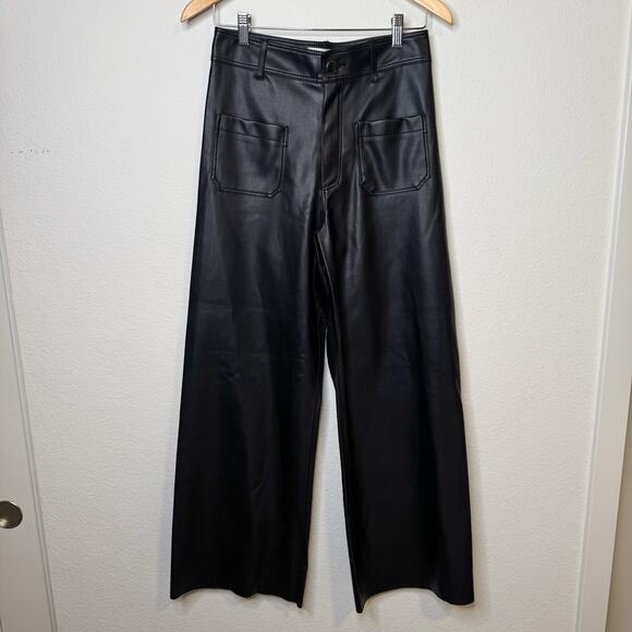 Zara The Marine Straight Leg Faux Leather Trousers - Picture 7 of 10
